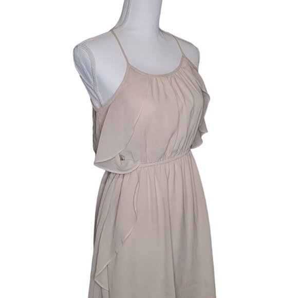 Beautiful Flirty Beige Summer Dress Women's Knee Length Fun - Picture 5 of 10